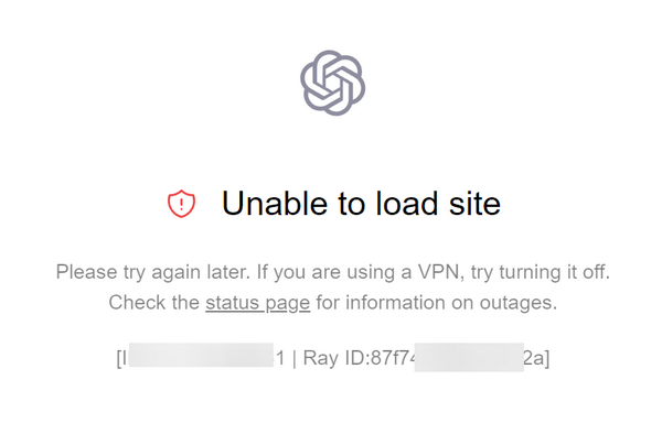 如何快速解决ChatGPT的Unable to load site错误