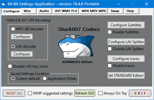 Shark007 Codecs多媒体编解码器套件v20.0.1绿色版